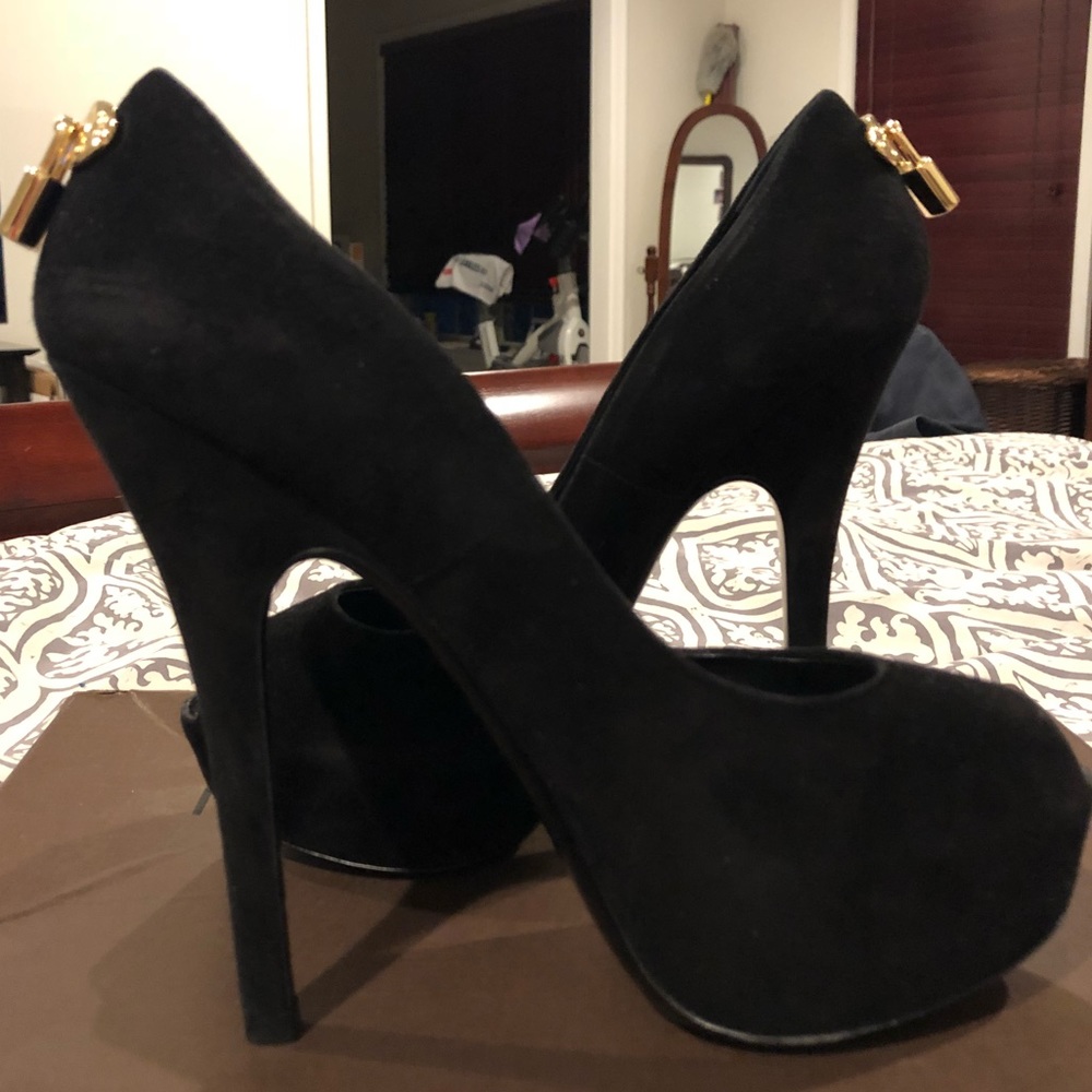 Gorgeous black suede LV heels. 100% authentic!
